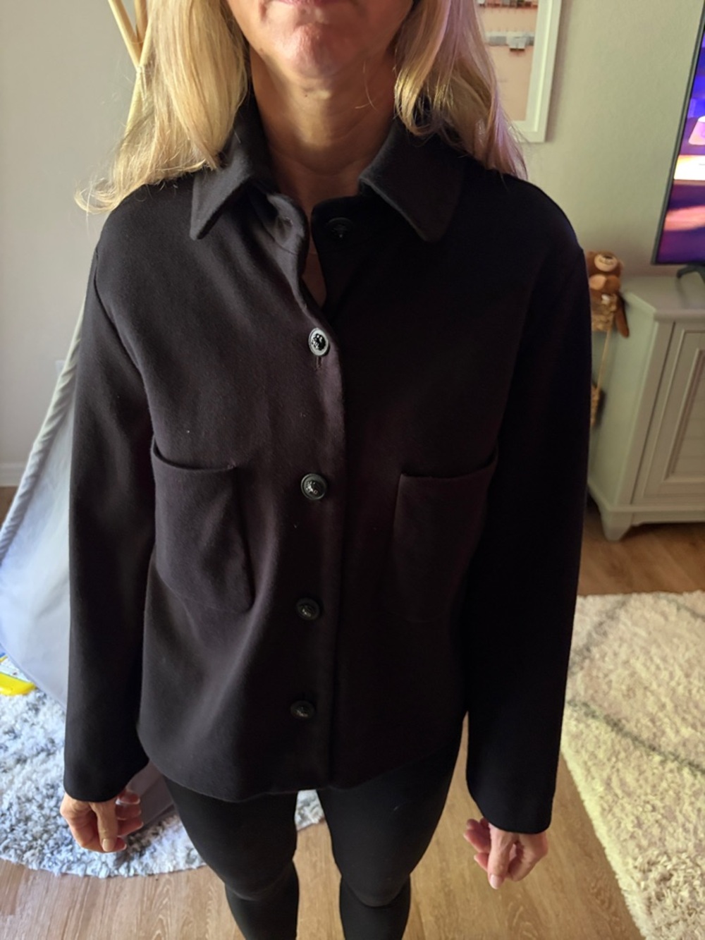 Womens Black Button-Front Jacket Chanel like new